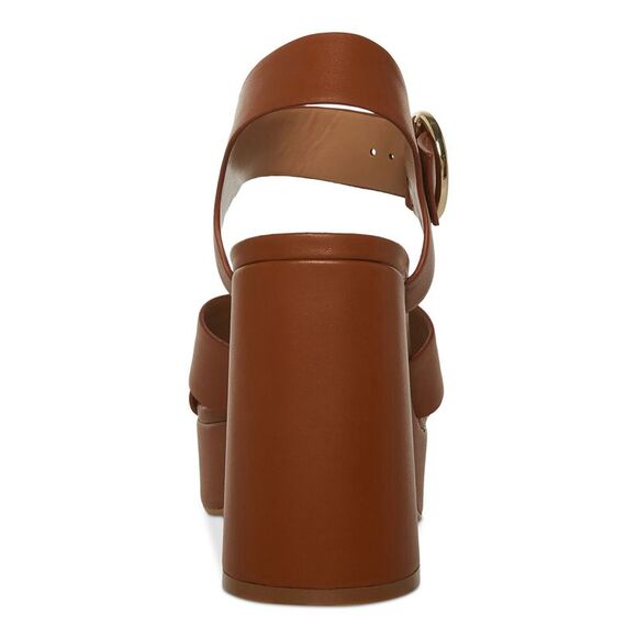 STEVE MADDEN Womens Brown 1-1/2" Platform Elkin Leather Heeled Sandal 9.5 M - Picture 2 of 4